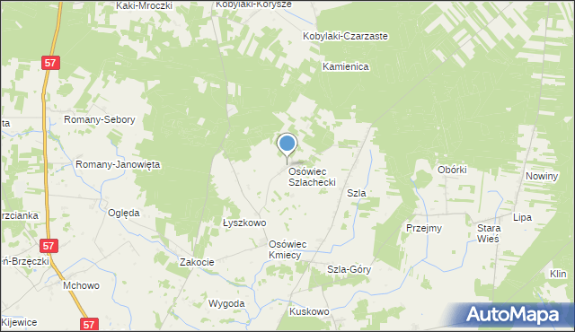 mapa Osówiec Szlachecki, Osówiec Szlachecki na mapie Targeo